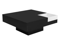 Mesa de centro cuadrada con caja de almacenamiento extraíble - Luces LED en la parte inferior - Negro