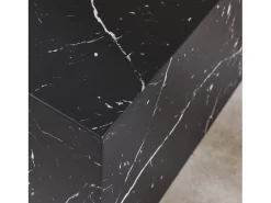 Mesa de centro cuadrada con efecto mármol, set de 2 negro