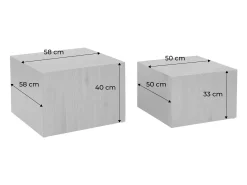 Mesa de centro cuadrada con efecto mármol, set de 2 gris