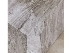 Mesa de centro cuadrada con efecto mármol, set de 2 gris