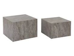 Mesa de centro cuadrada con efecto mármol, set de 2 gris