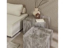 Mesa de centro cuadrada con efecto mármol, set de 2 gris