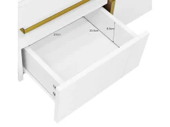 Mesa de centro cuadrada de alto brillo con 2 cajones - Tablero de partículas - Color blanco