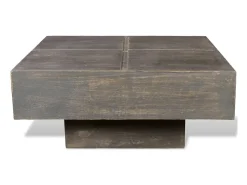 Mesa de centro cuadrada de madera maciza de mango marrón