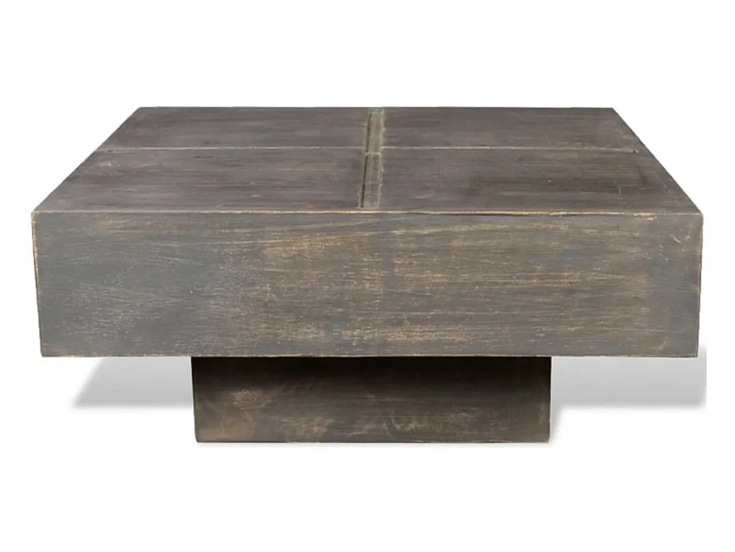 Mesa de centro cuadrada de madera maciza de mango marrón