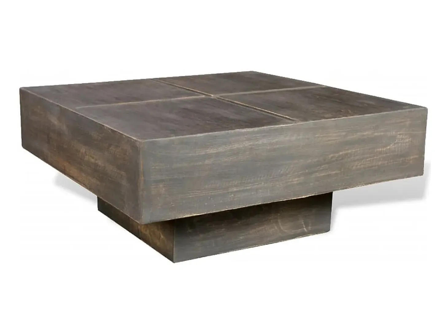 Mesa de centro cuadrada de madera maciza de mango marrón
