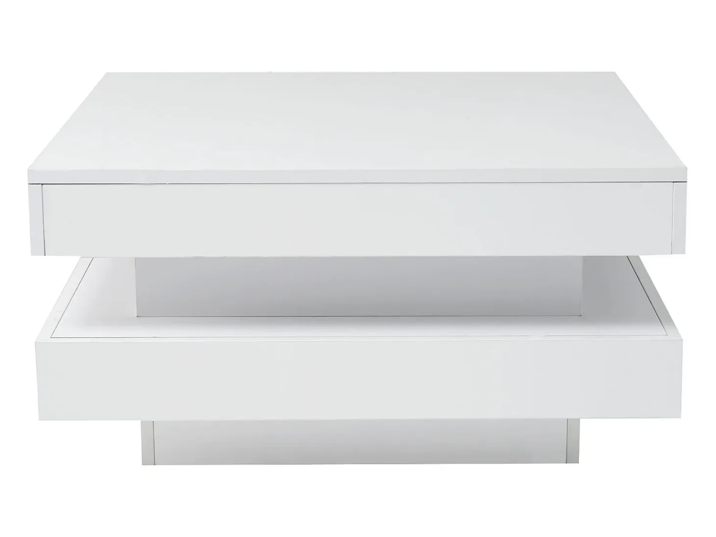 Mesa de centro cuadrada iluminada 70x70 cm, iluminación LED Bluetooth, diseño futurista, lacada en blanco