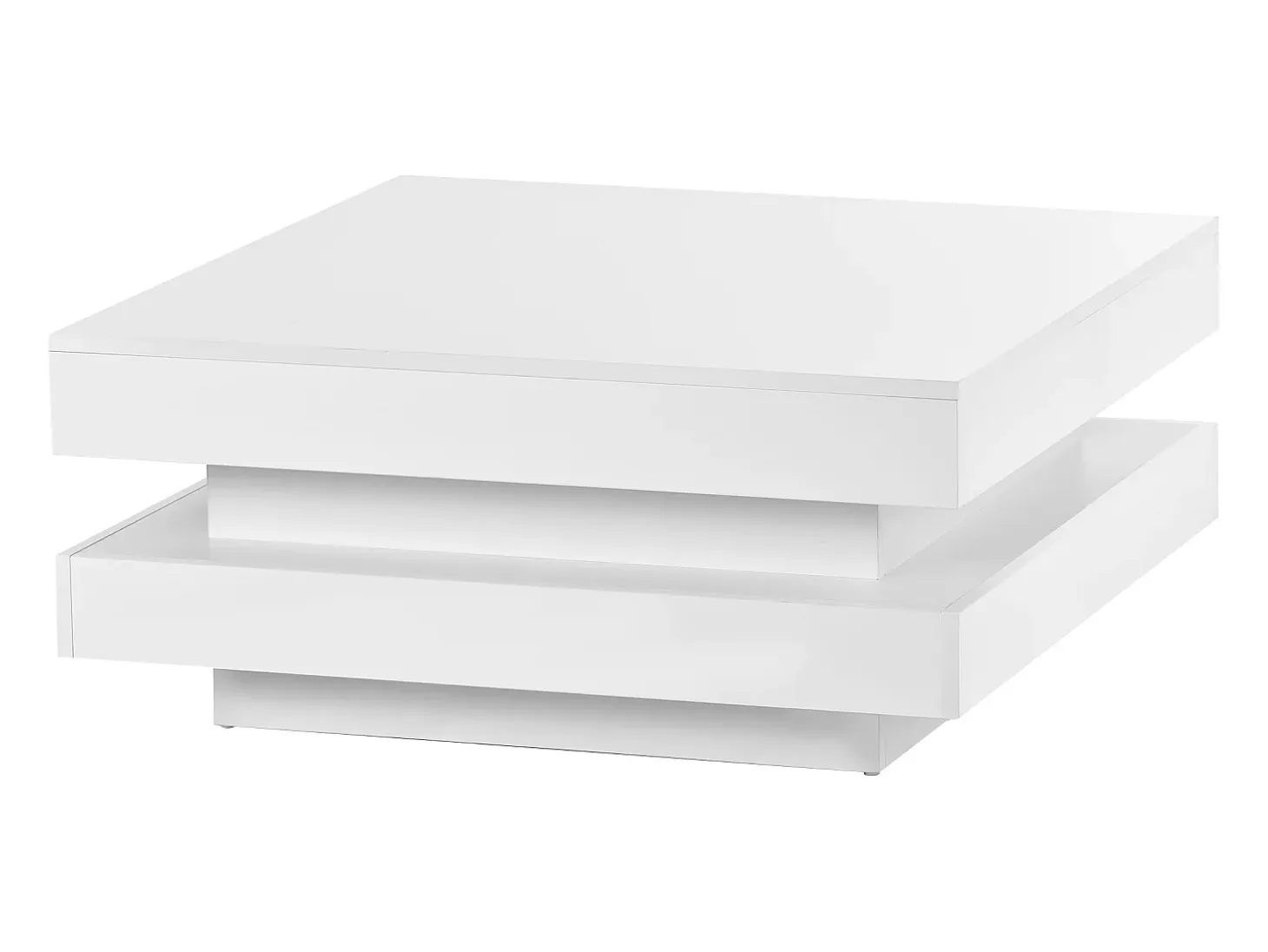 Mesa de centro cuadrada iluminada 70x70 cm, iluminación LED Bluetooth, diseño futurista, lacada en blanco