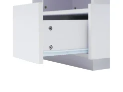 Mesa de centro cuadrada 70x70x41cm con 2 cajones y LED, cuerpo en lacado blanco brillo