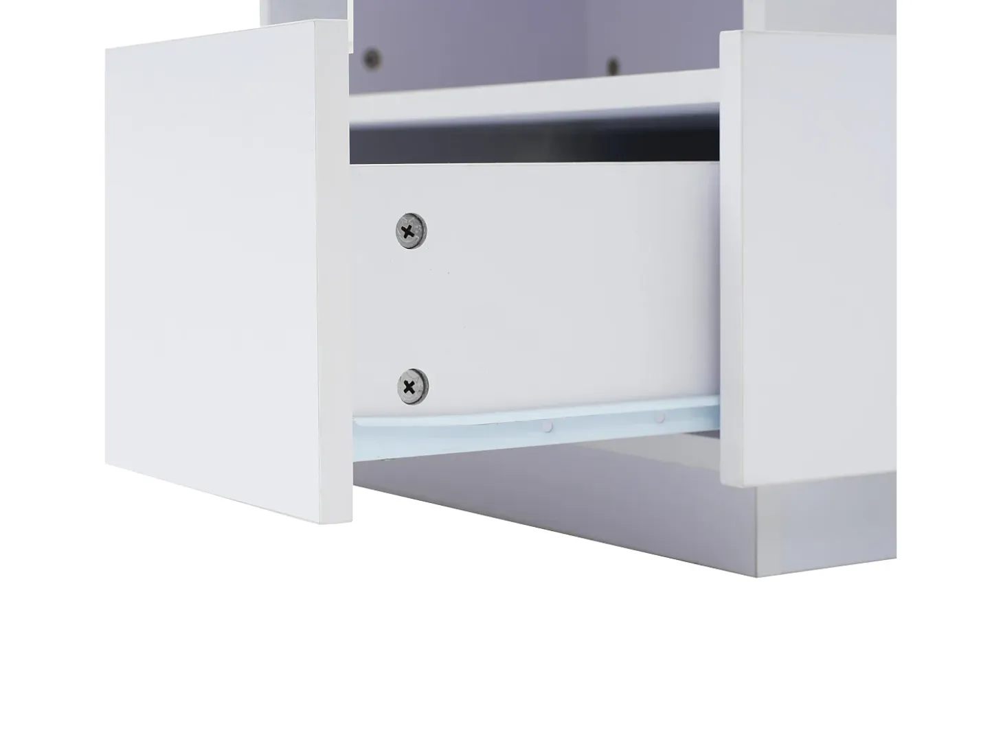 Mesa de centro cuadrada 70x70x41cm con 2 cajones y LED, cuerpo en lacado blanco brillo