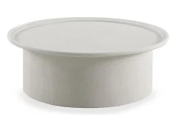 Mesa de centro de 100 cm de diámetro de poliresina cemento blanco