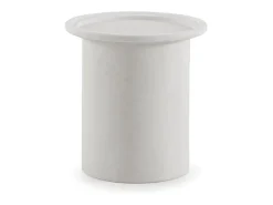 Mesa de centro de 48 cm de diámetro de poliresina cemento blanco
