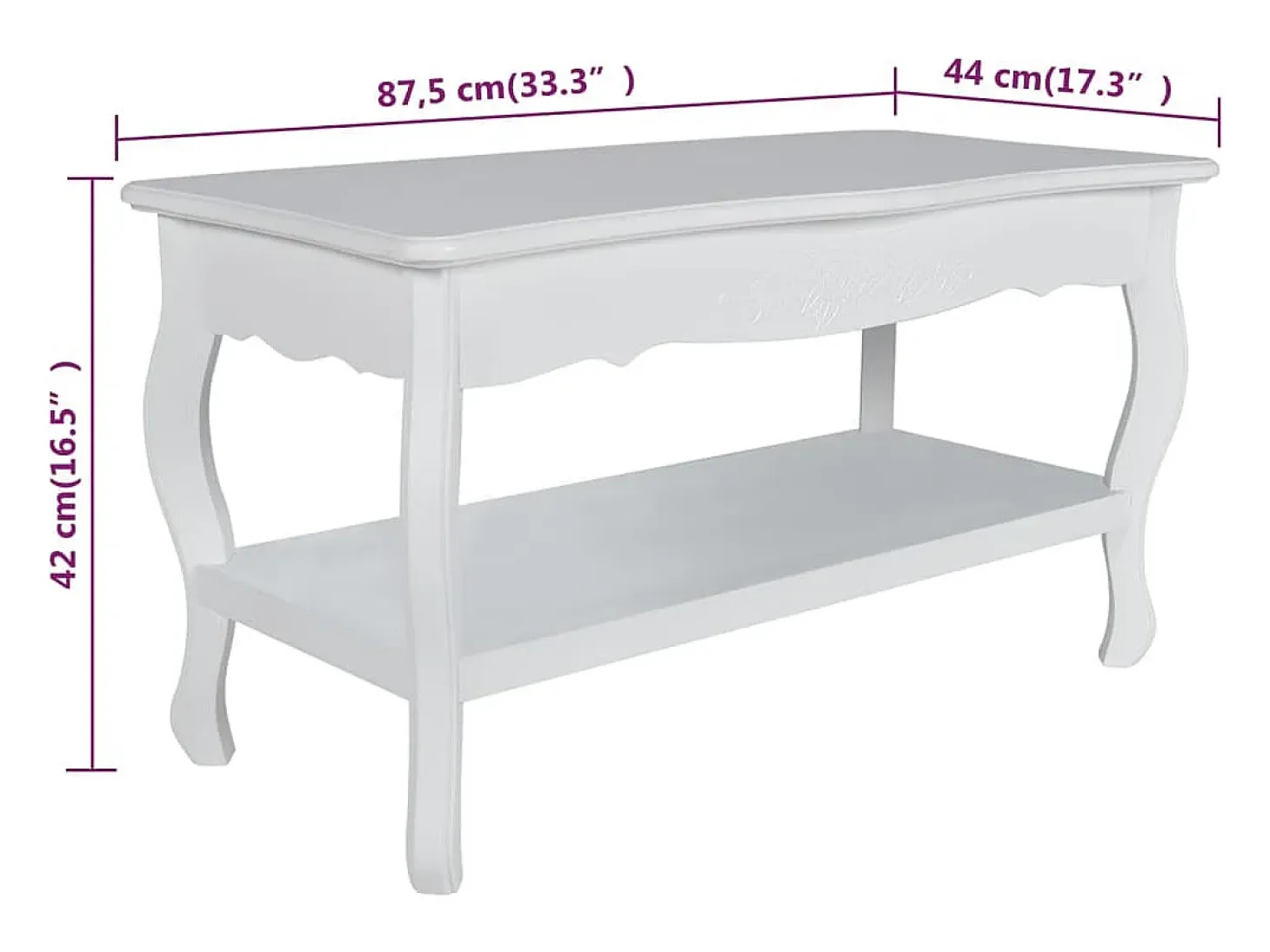 Mesa de centro de 2 niveles de MDF blanca