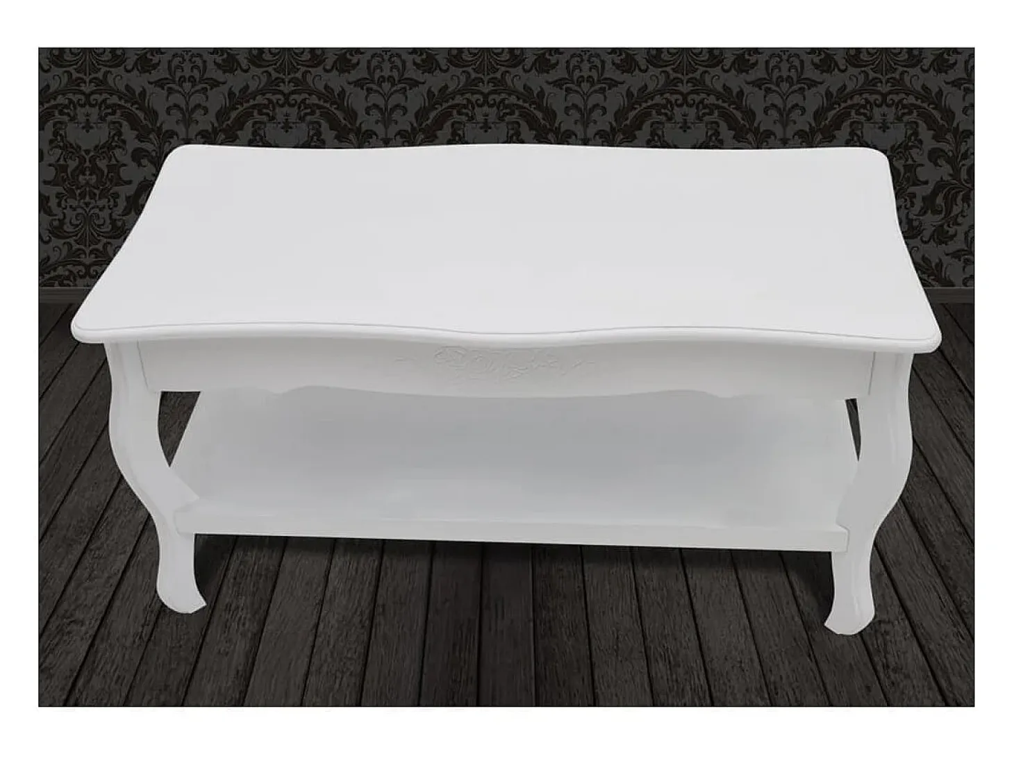 Mesa de centro de 2 niveles de MDF blanca