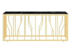 Mesa de centro de acero inoxidable y vidrio dorada 110x45x45 cm