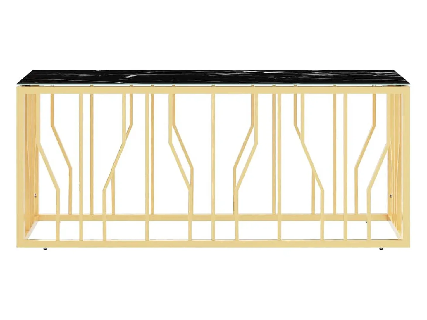Mesa de centro de acero inoxidable y vidrio dorada 110x45x45 cm