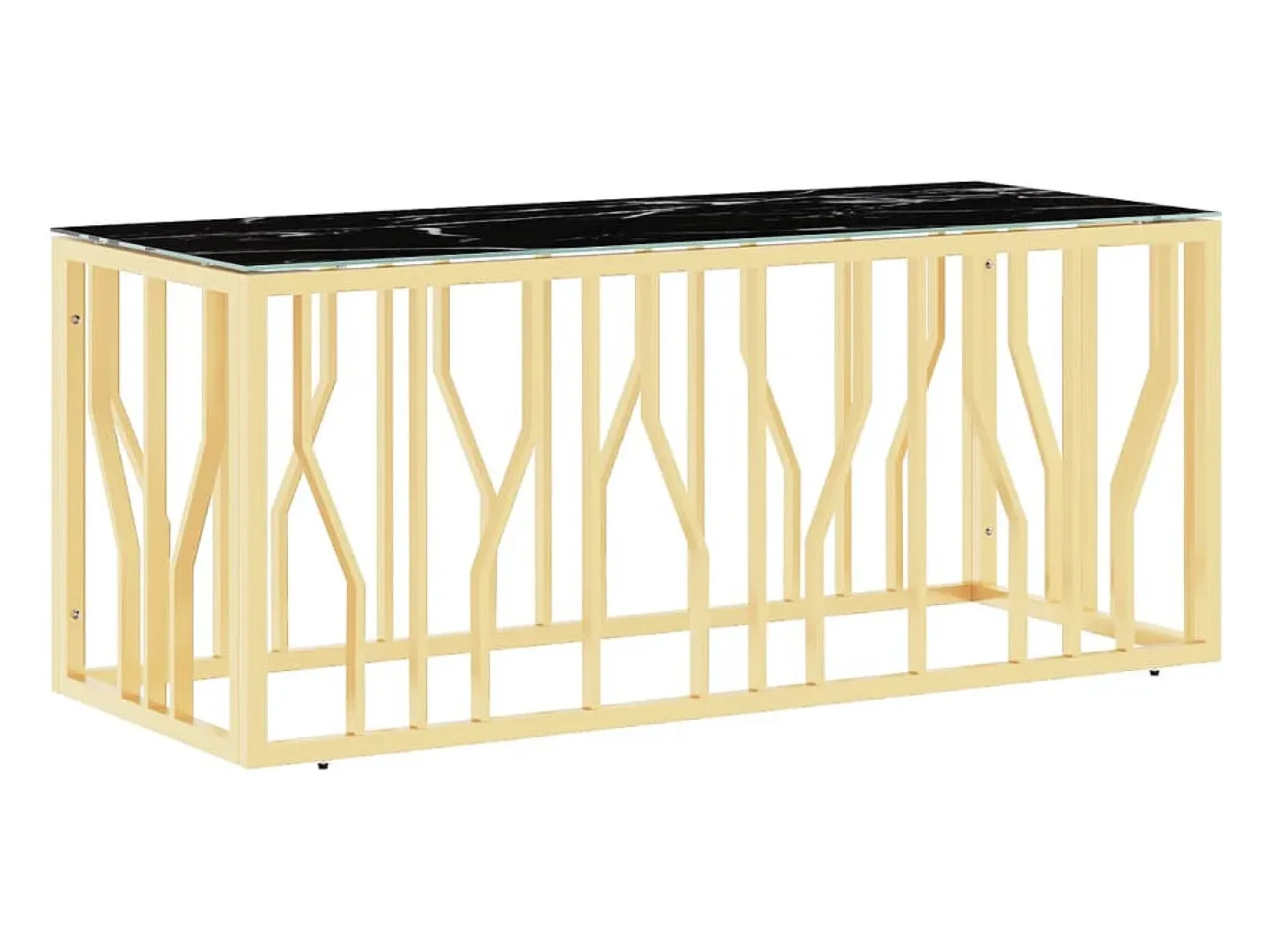 Mesa de centro de acero inoxidable y vidrio dorada 110x45x45 cm