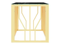 Mesa de centro de acero inoxidable y vidrio dorada 110x45x45 cm