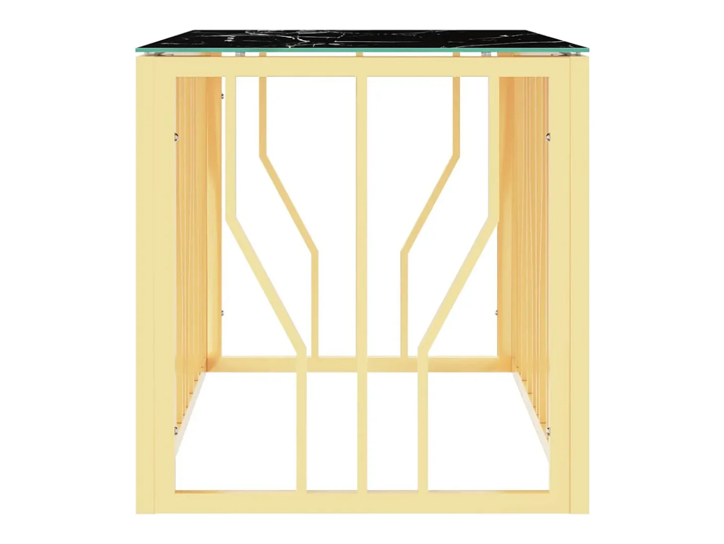 Mesa de centro de acero inoxidable y vidrio dorada 110x45x45 cm