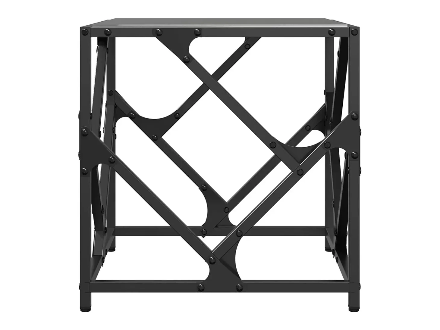 Mesa de centro de acero superficie de vidrio negra 40x40x41 cm