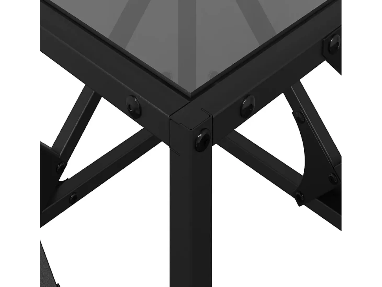 Mesa de centro de acero superficie de vidrio negra 40x40x41 cm