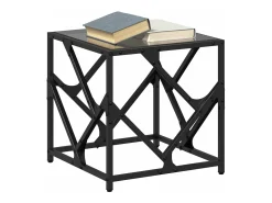 Mesa de centro de acero superficie de vidrio negra 40x40x41 cm