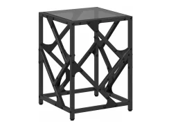 Mesa de centro de acero y superficie vidrio negro 30x30x41 cm