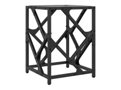 Mesa de centro de acero y superficie vidrio negro 30x30x41 cm