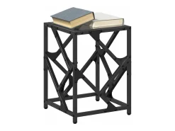 Mesa de centro de acero y superficie vidrio negro 30x30x41 cm