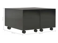 Mesa de centro de aglomerado negro brillante 60x60x35 cm