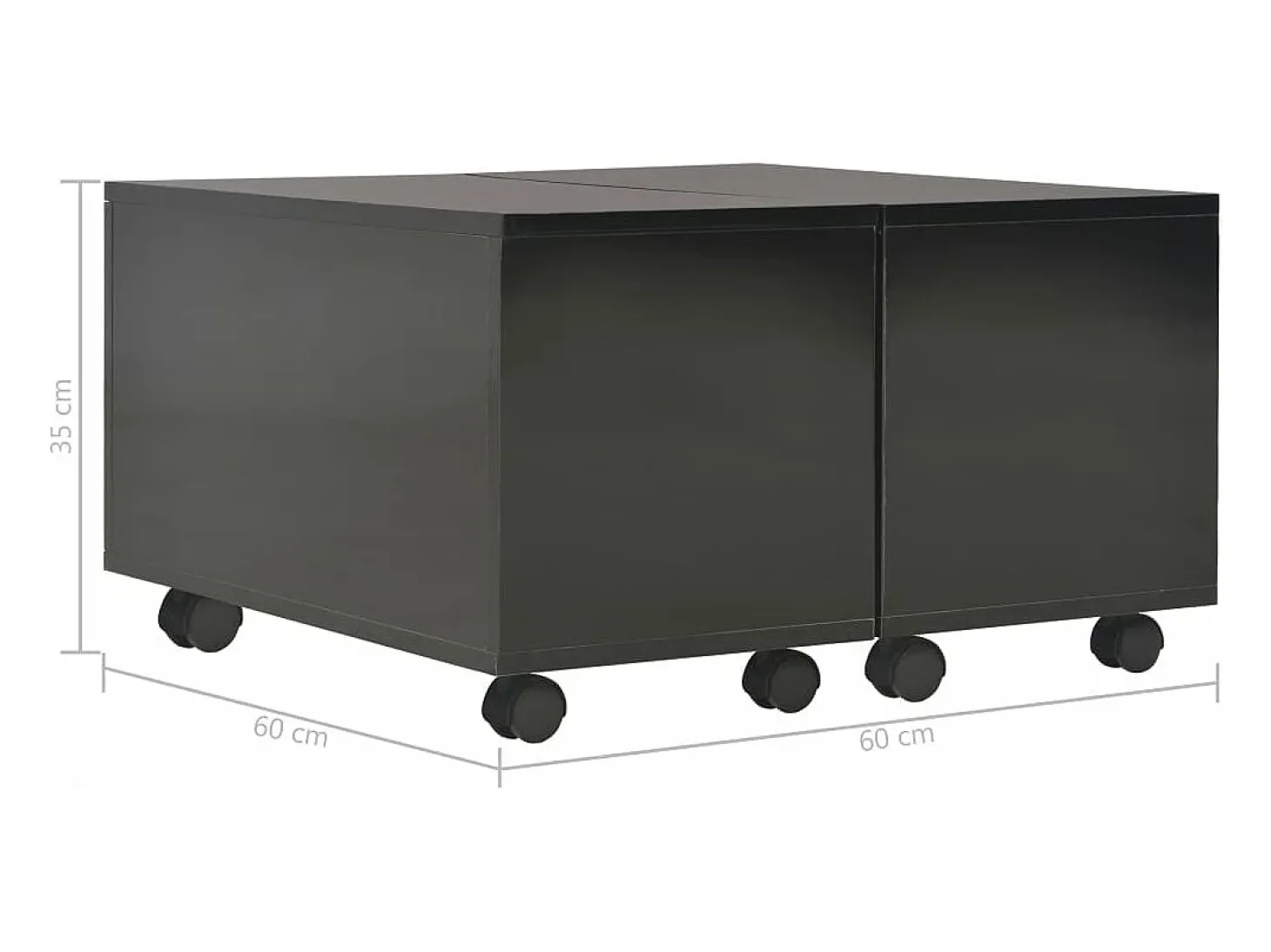 Mesa de centro de aglomerado negro brillante 60x60x35 cm