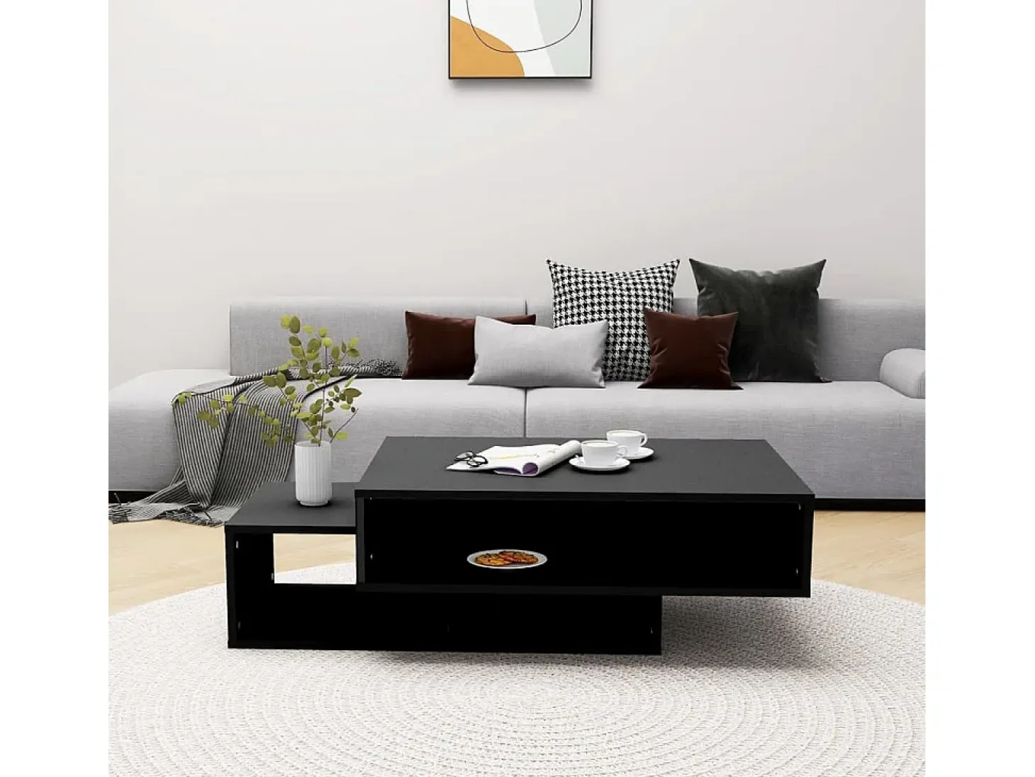 Mesa de centro de aglomerado negro 105x55x32 cm