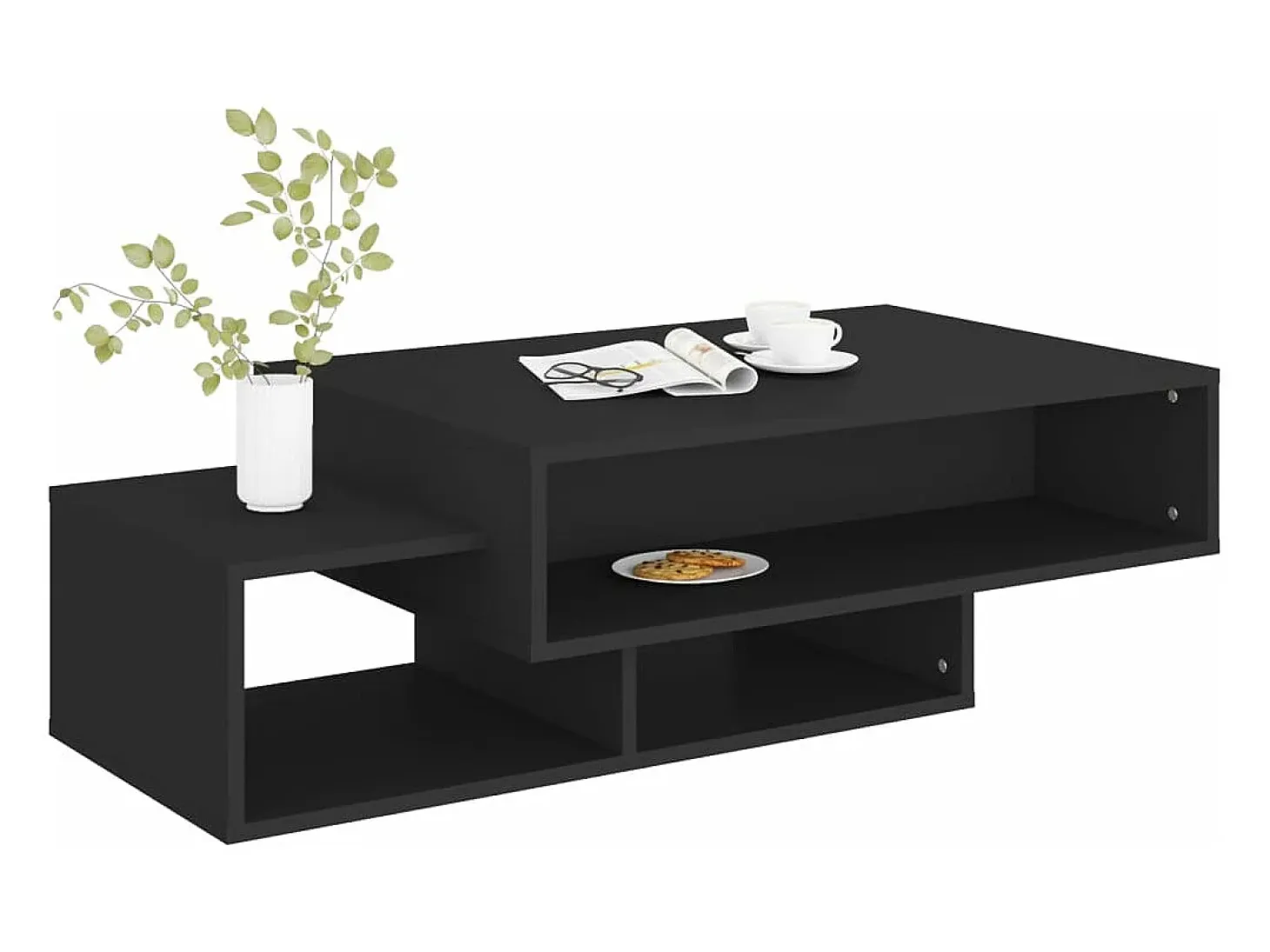 Mesa de centro de aglomerado negro 105x55x32 cm