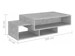 Mesa de centro de aglomerado gris 105x55x32 cm
