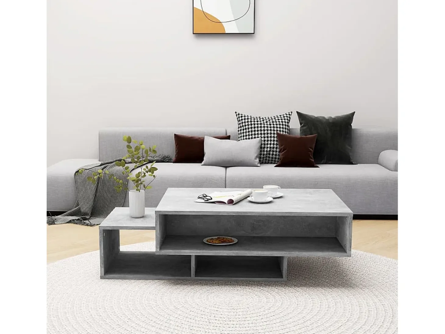 Mesa de centro de aglomerado gris 105x55x32 cm