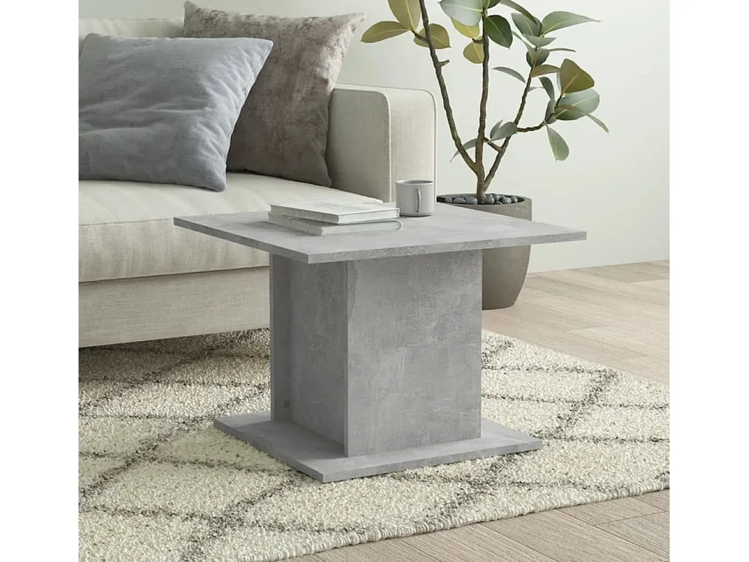 Mesa de centro de aglomerado gris hormigón 55,5x55,5x40 cm