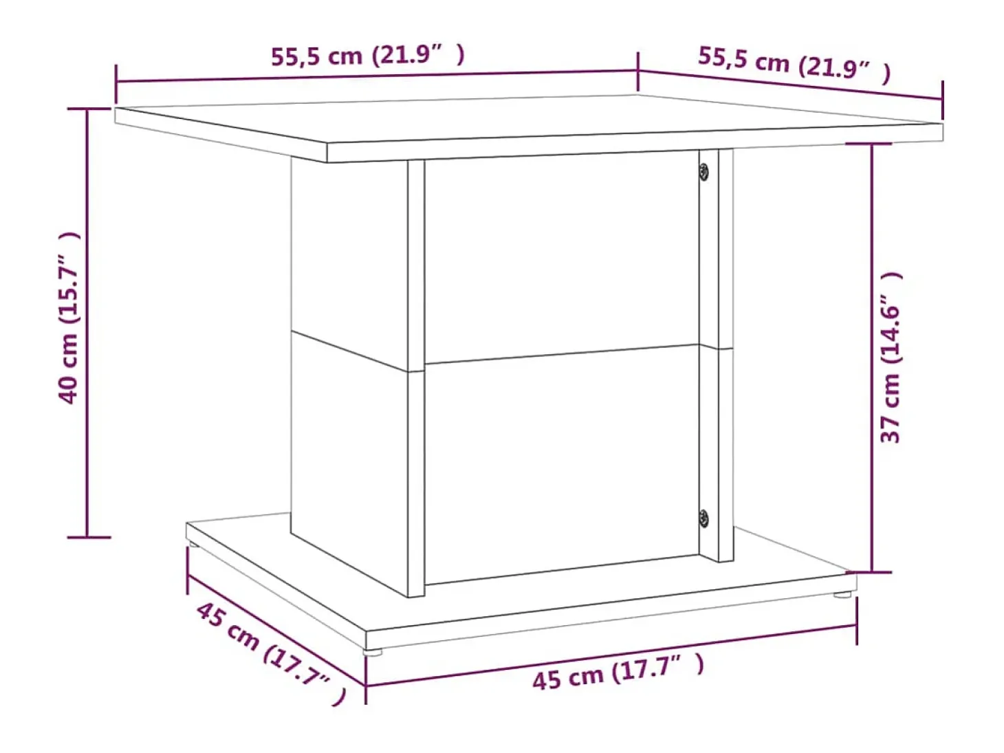 Mesa de centro de aglomerado gris hormigón 55,5x55,5x40 cm