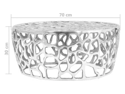 Mesa de centro de aluminio fundido 70x30 cm plateado