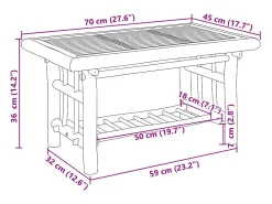 Mesa de centro de bambú 70x45x36 cm