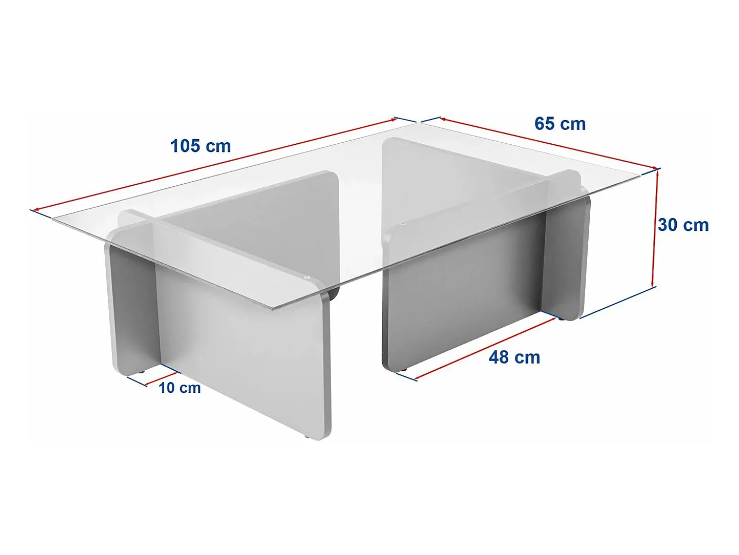Mesa de centro de cristal templado - Efecto travertino beige y transparente - AZRA