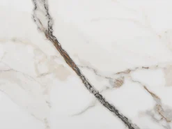 Mesa de centro de cristal templado, cerámica y metal - Efecto mármol blanco - DERIYA