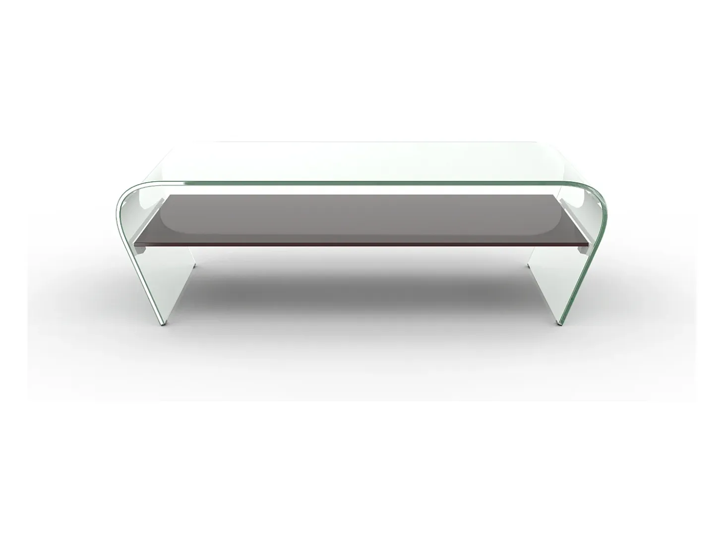 Mesa de centro de cristal curvado repisa negra lacada KELLY