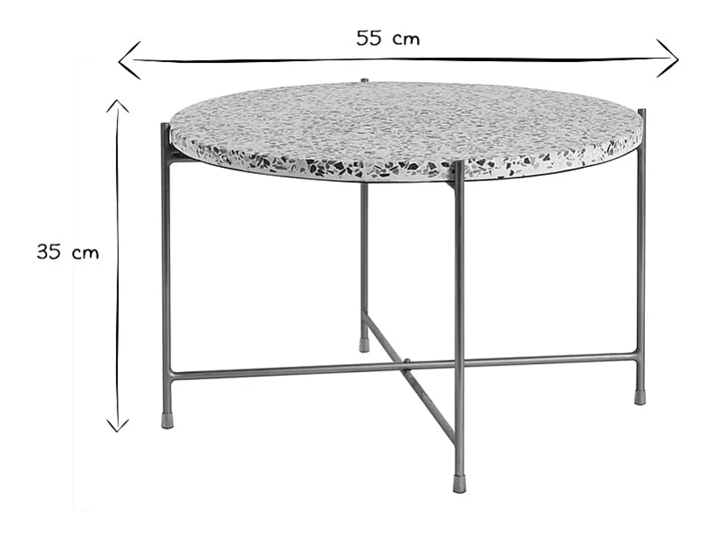 Mesa de centro de diseño redonda en terrazo y metal dorado 55 cm diám. MEZZO