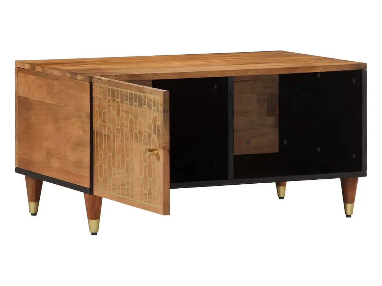 Mesa de centro de madera maciza de mango 80x50x40 cm