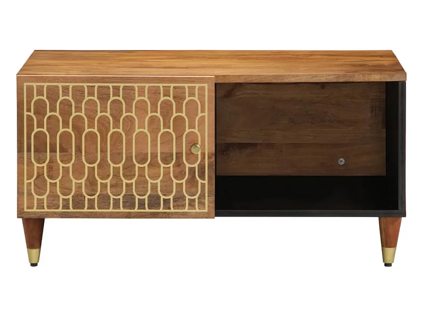 Mesa de centro de madera maciza de mango 80x50x40 cm