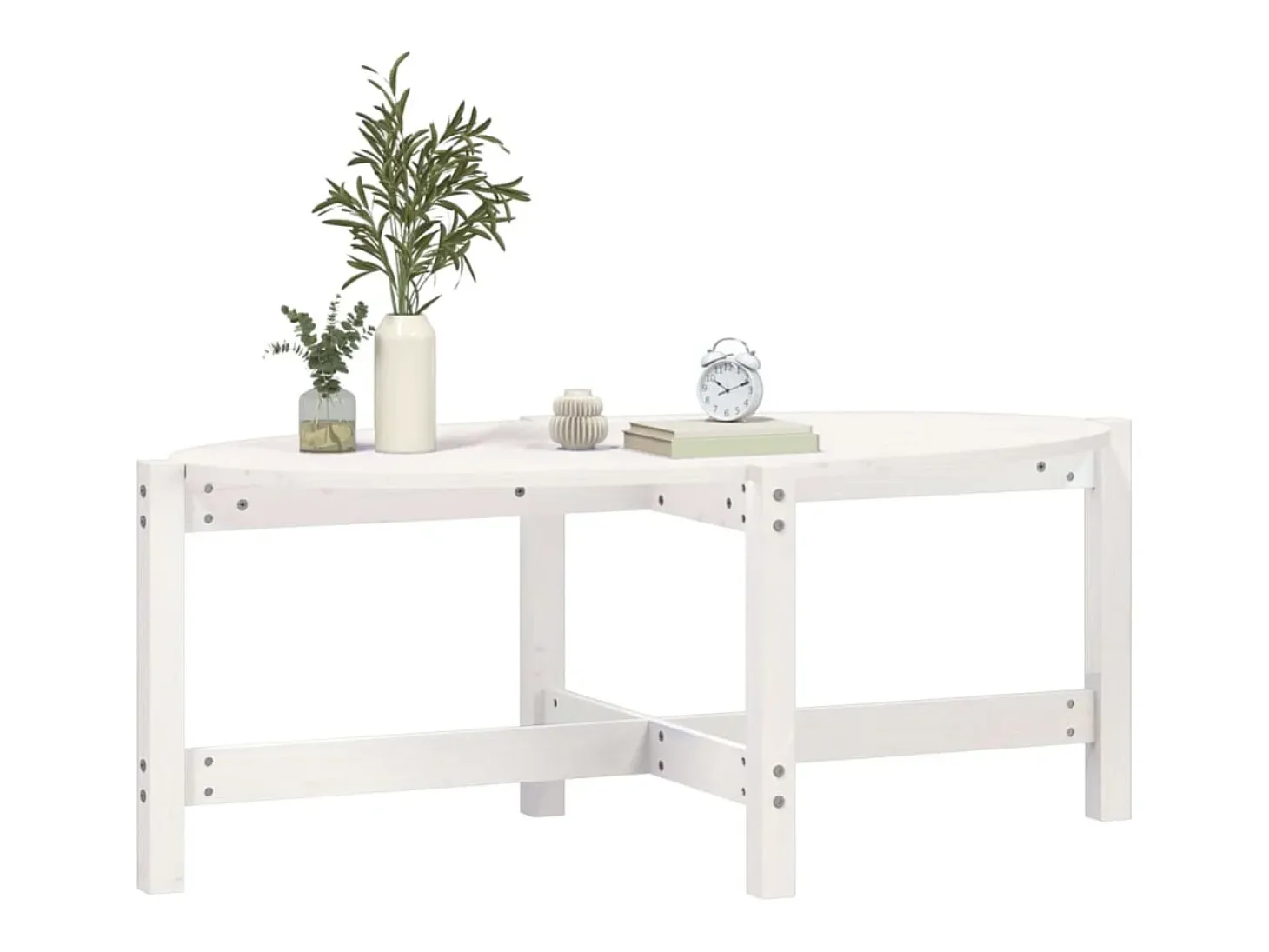 Mesa de centro de madera maciza de pino blanco 118x63x45 cm