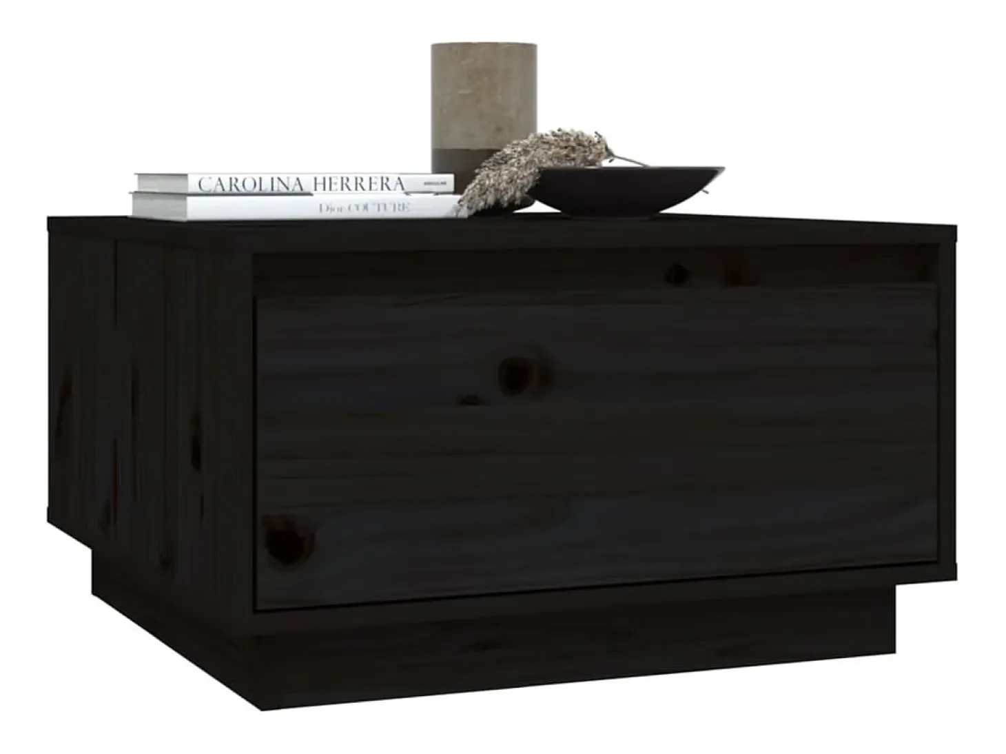 Mesa de centro de madera maciza de pino negro 55x56x32 cm