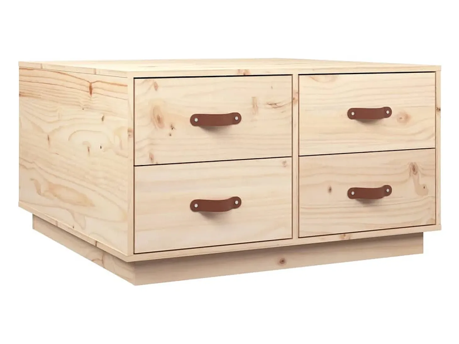 Mesa de centro de madera maciza de pino 80x80x45 cm