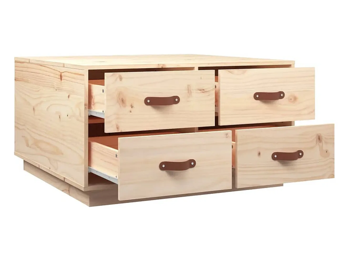 Mesa de centro de madera maciza de pino 80x80x45 cm