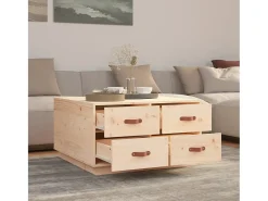 Mesa de centro de madera maciza de pino 80x80x45 cm